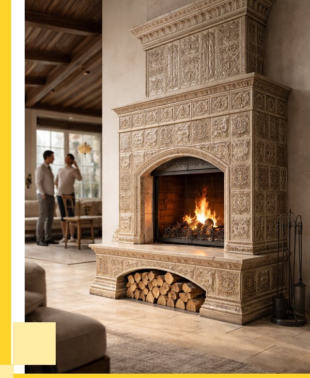 Купить изразцовый камин в Набережных Челнах от 253950 р. | ЭриданНбр