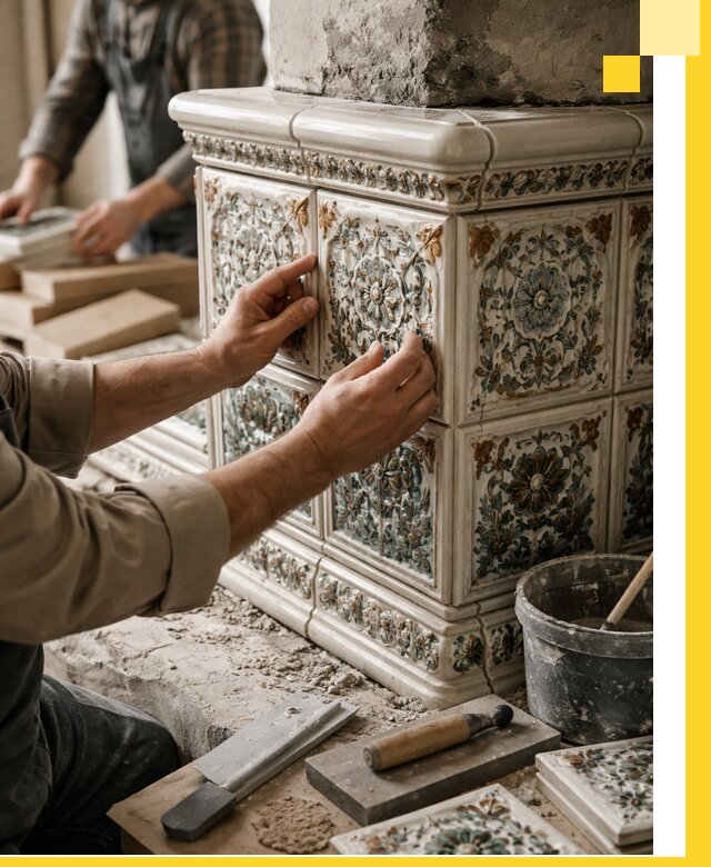 Изразцовые камины под ключ в Набережных Челнах: проект и монтаж