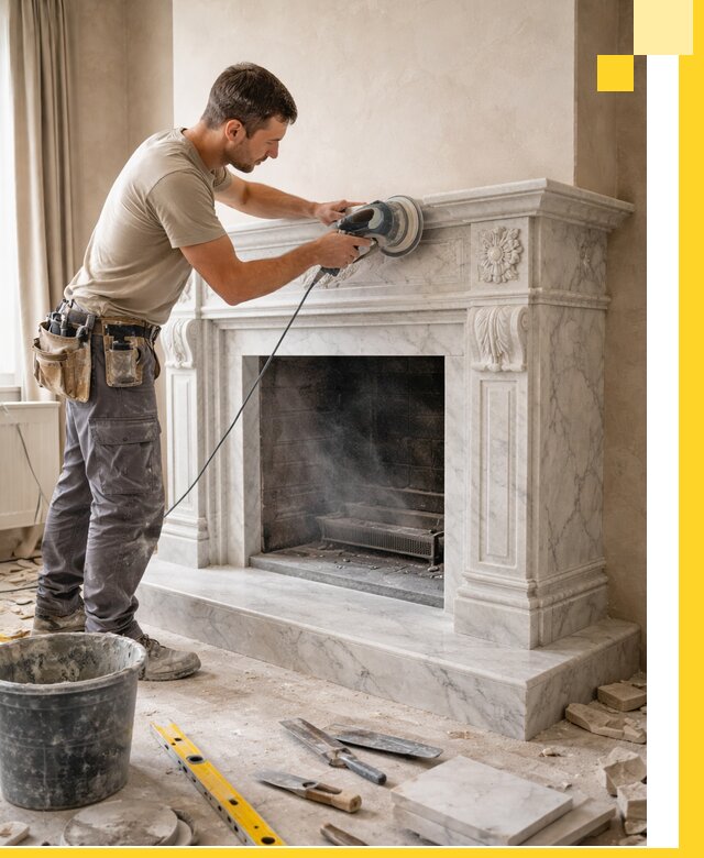 Изготовление и установка мраморных каминов в Набережных Челнах под ключ