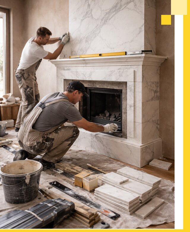 Отделка каминов в Набережных Челнах качественные облицовочные работы