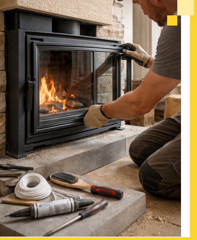 Производство, монтаж и доставка каминов со стеклом в Набережных Челнах