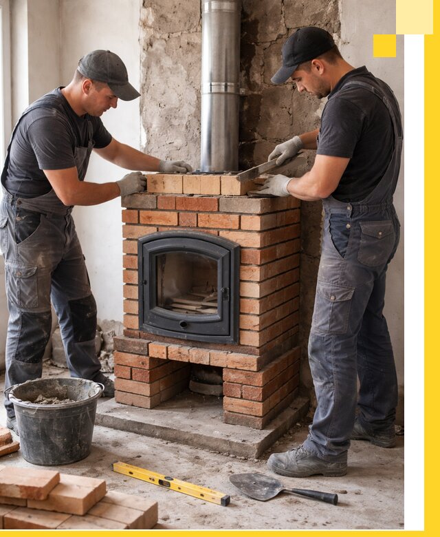 Монтаж печи камина под ключ в Набережных Челнах с гарантией и пусконаладкой