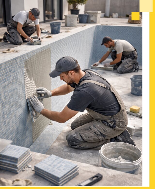 Облицовка бассейнов в Набережных Челнах плитка мозаика гидроизоляция