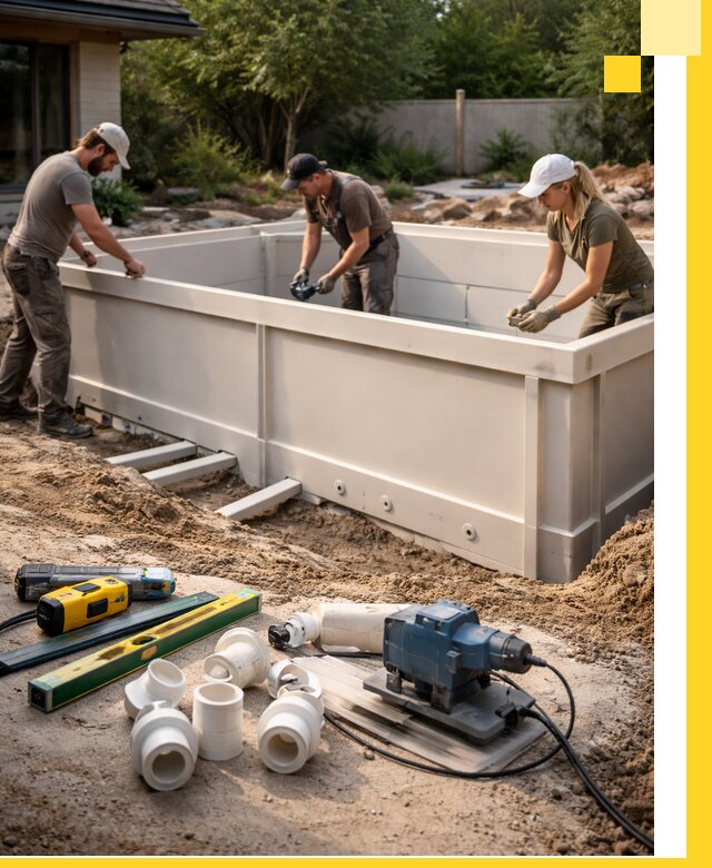 Установка полипропиленовых бассейнов под ключ в Набережных Челнах