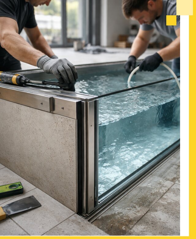 Проектирование и монтаж стеклянных бассейнов в Набережных Челнах