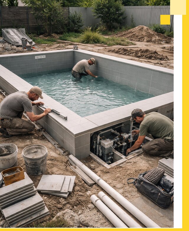 Строительство и монтаж бассейнов для дачи под ключ в Набережных Челнах