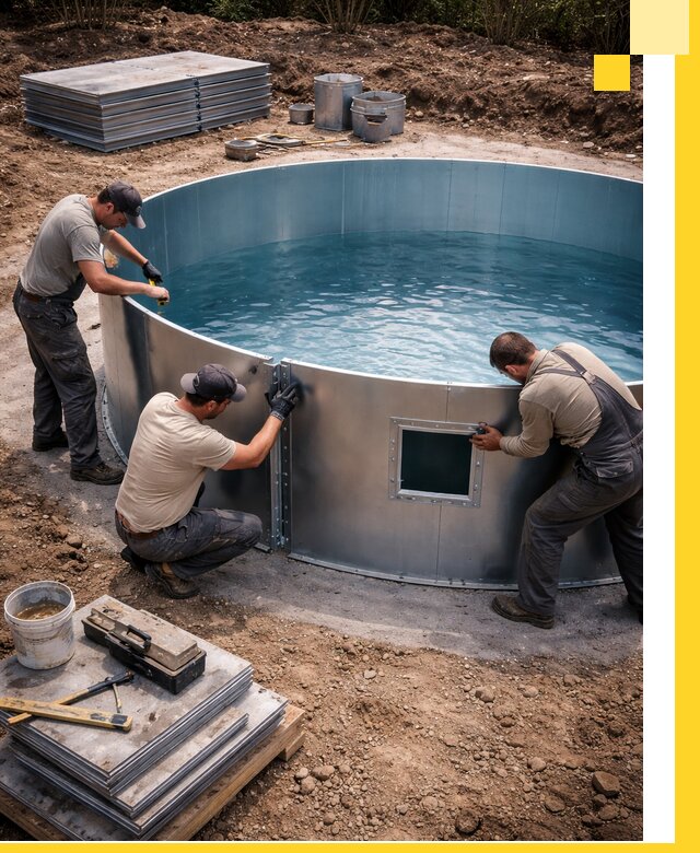 Круглые бассейны под ключ в Набережных Челнах проектирование и монтаж