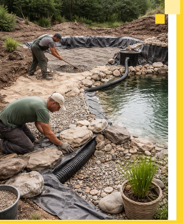 Строительство природных бассейнов и озер в Набережных Челнах под ключ