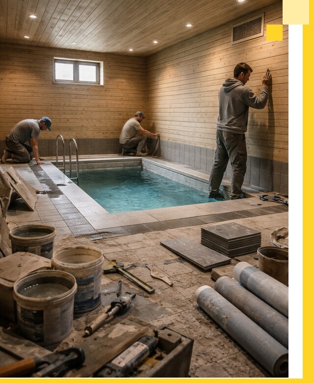 Строительство бани с бассейном и сауной под ключ в Набережных Челнах