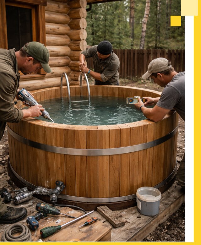 Строительство бань с купелью под ключ и отделкой в Набережных Челнах