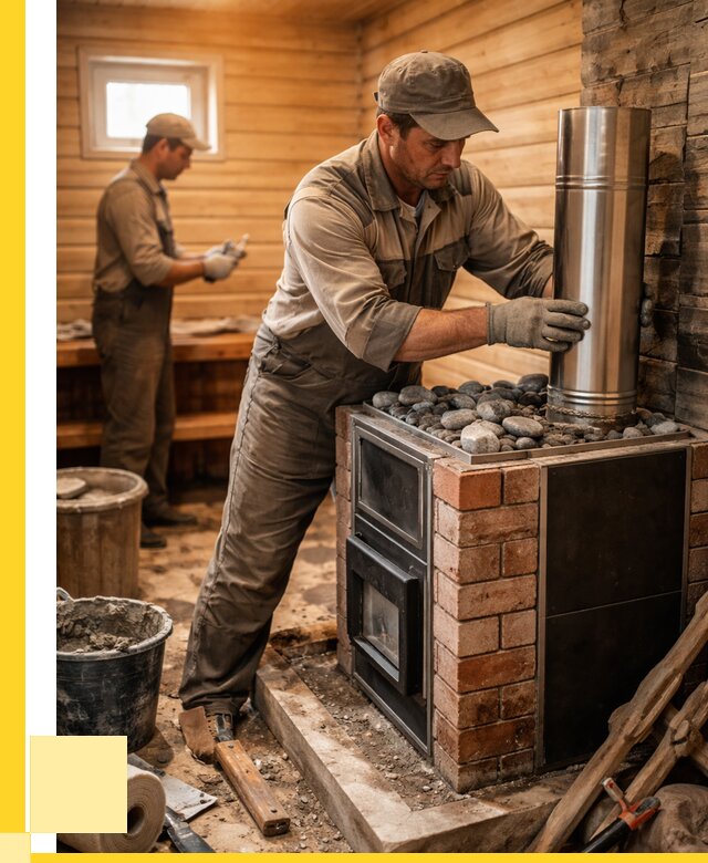 Монтаж печи в бане под ключ в Набережных Челнах от 20316 р. | ЭриданНбр