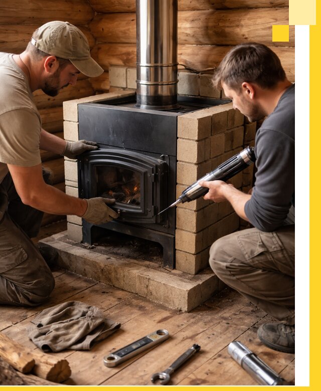 Монтаж и установка печи в бане под ключ с гарантией в Набережных Челнах