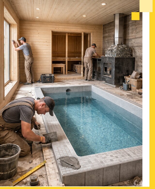 Проект бани с бассейном и сауной в Набережных Челнах под ключ