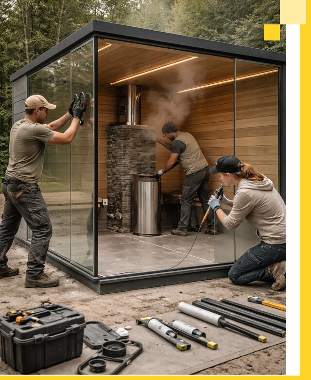 Проектирование и строительство стеклянных бань в Набережных Челнах