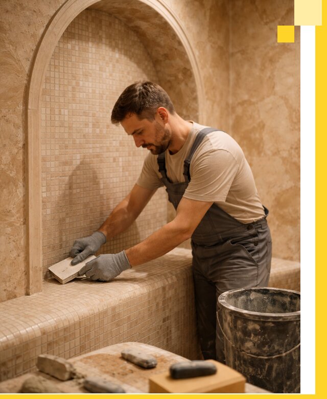 Профессиональная отделка хамамов с мозаикой под ключ в Набережных Челнах