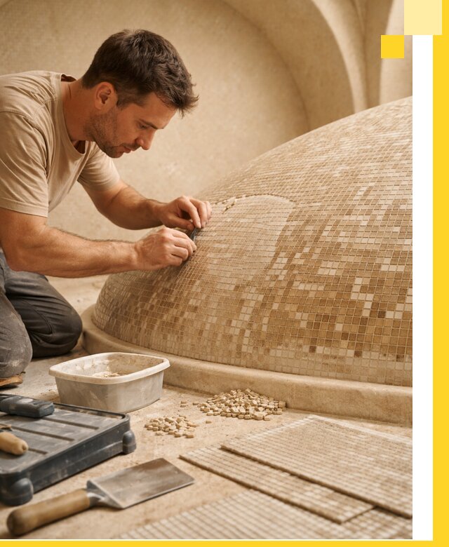 Профессиональная укладка мозаики для хамама под ключ в Набережных Челнах