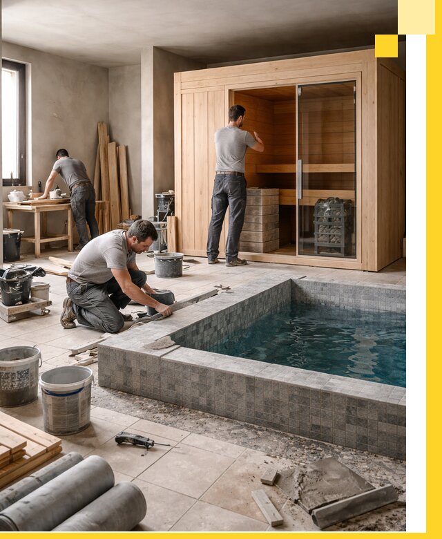 SPA зоны под ключ с бассейном сауной и печью в Набережных Челнах